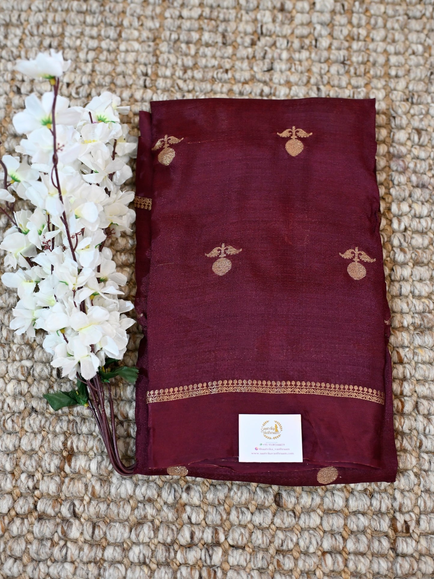 Deep Wine Jute Linen Saree