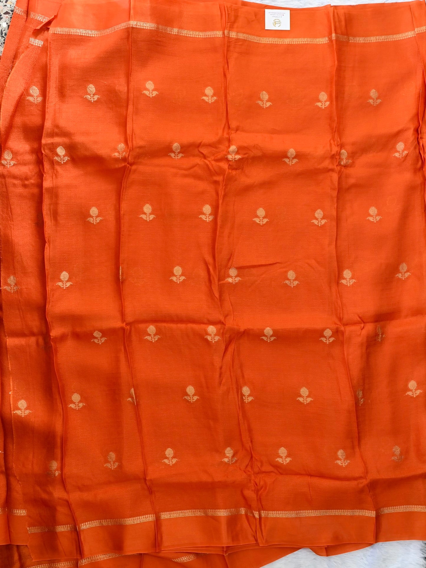 Orange Jute Linen Saree