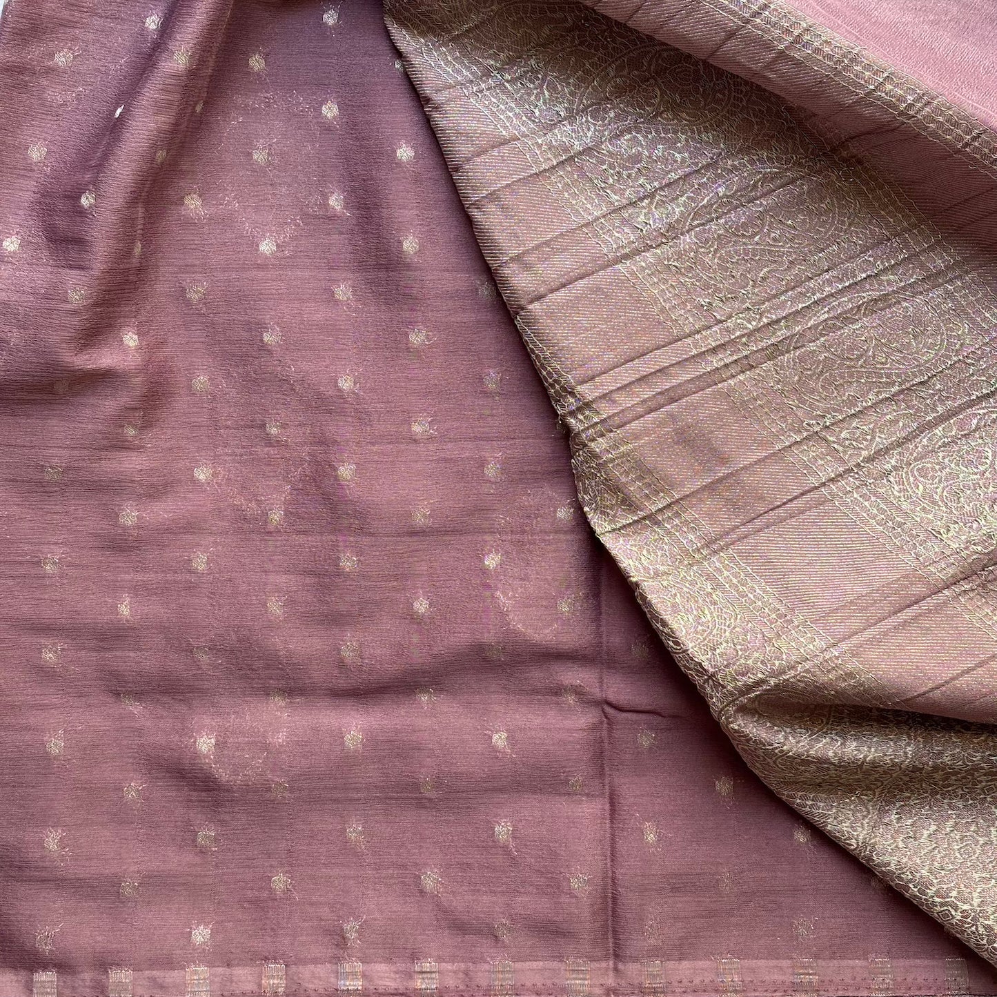 Deep Mauve big butta designer soft crepe silk