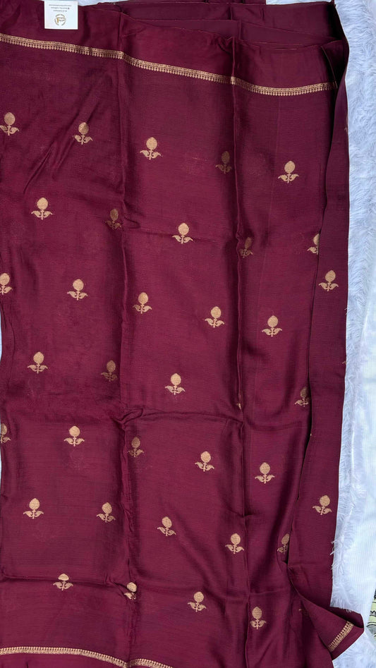 Deep Wine Jute Linen Saree