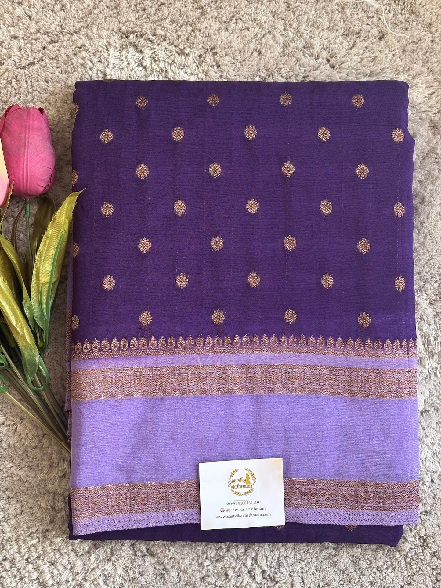 Dark Purple with Lavender Semi Georgette Saree