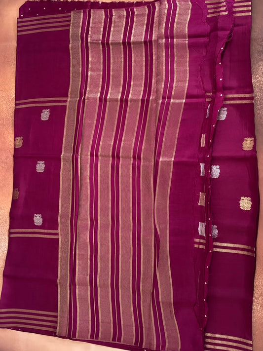 Deep Magent Semi crape Silk saree