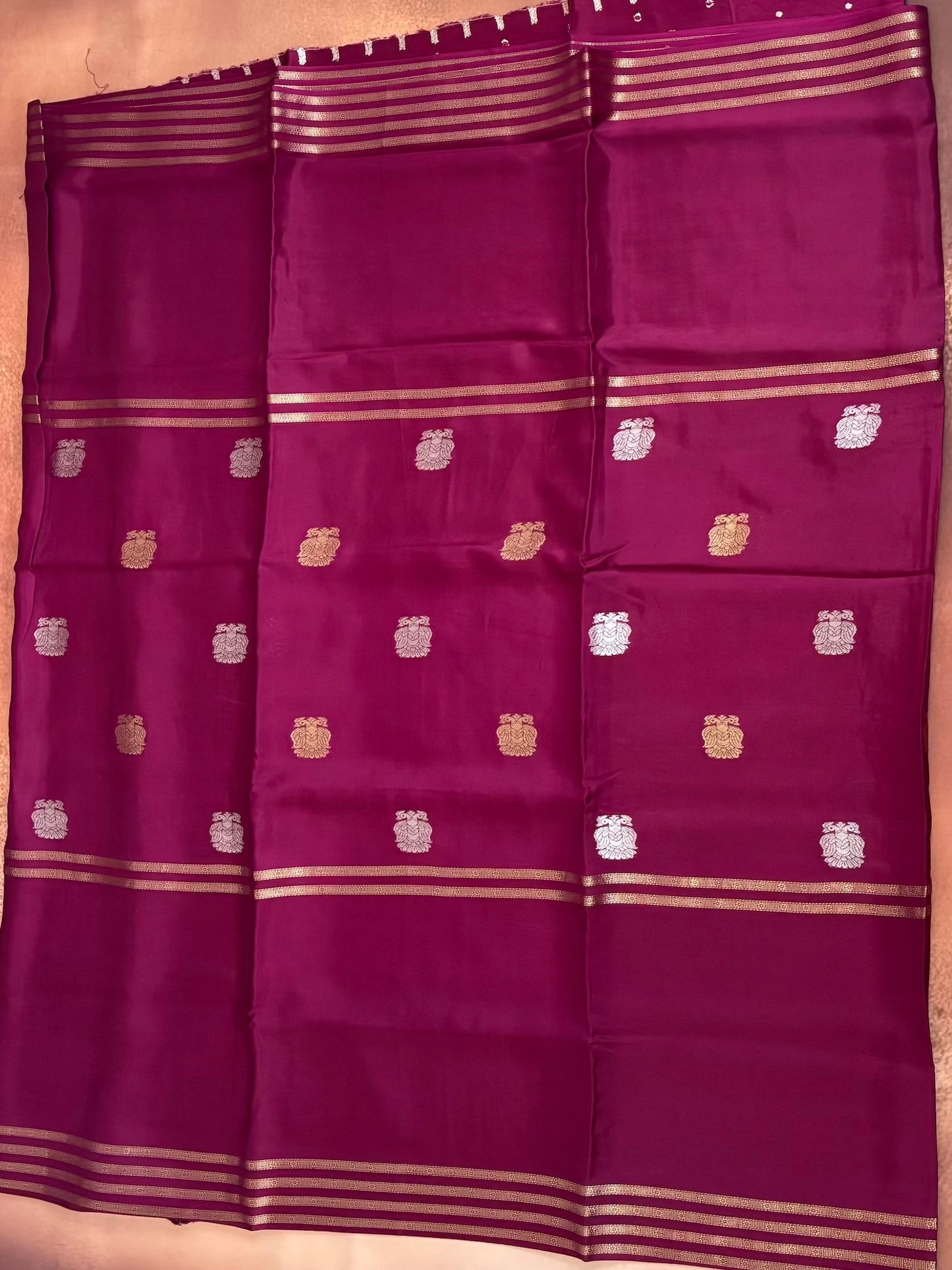 Deep Magent Semi crape Silk saree