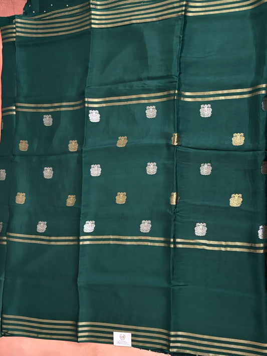 Green Semi crape Silk saree