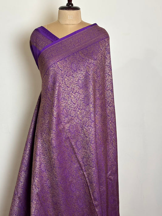 Purple Brocade Banarasi Chiffon silk saree