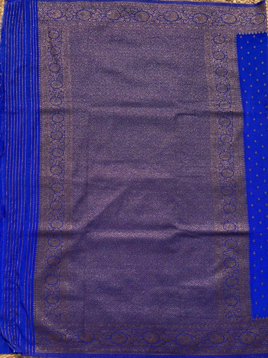 Royal Blue Semi Kaddi Saree