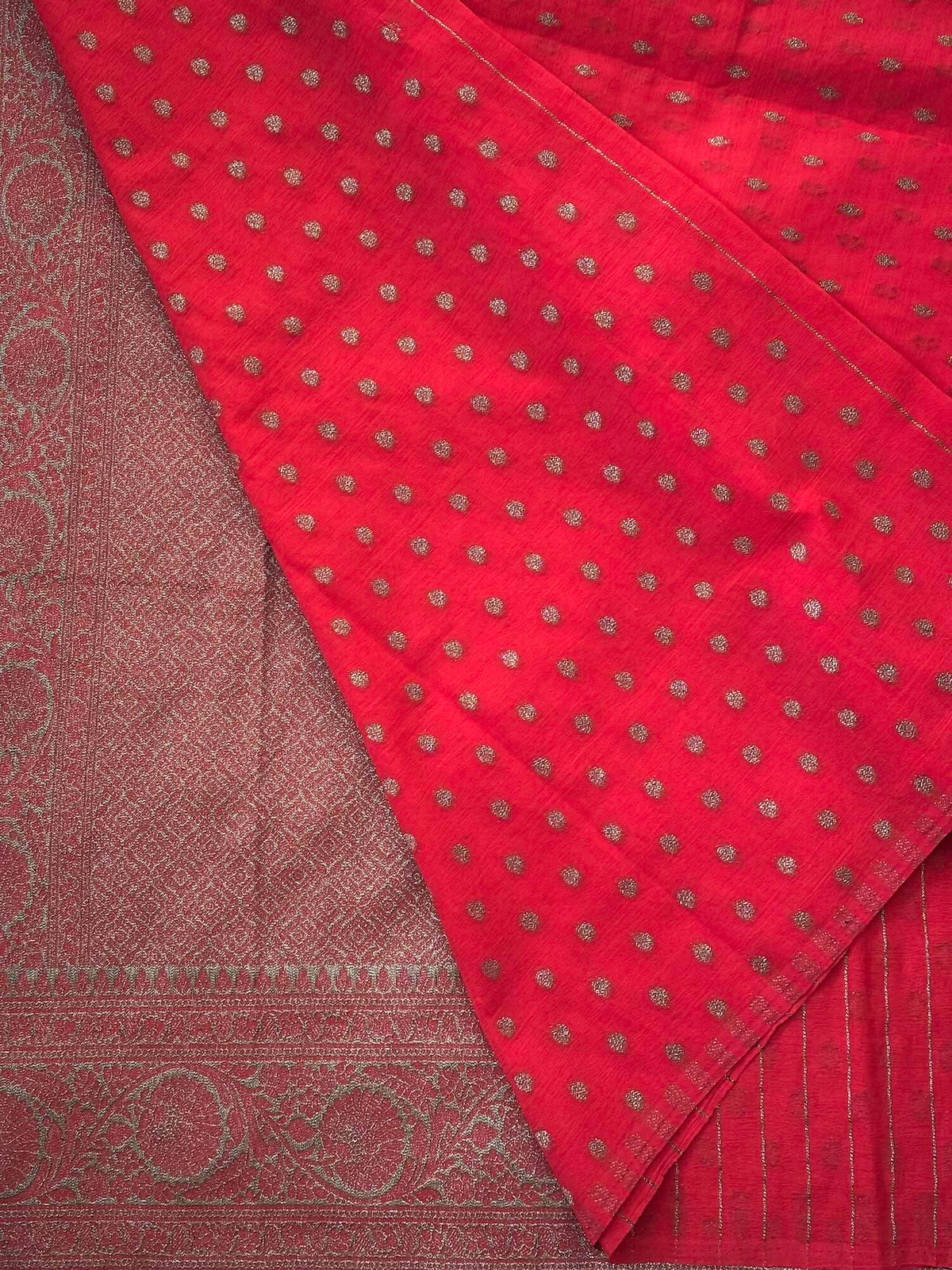 Red Semi Kaddi Saree