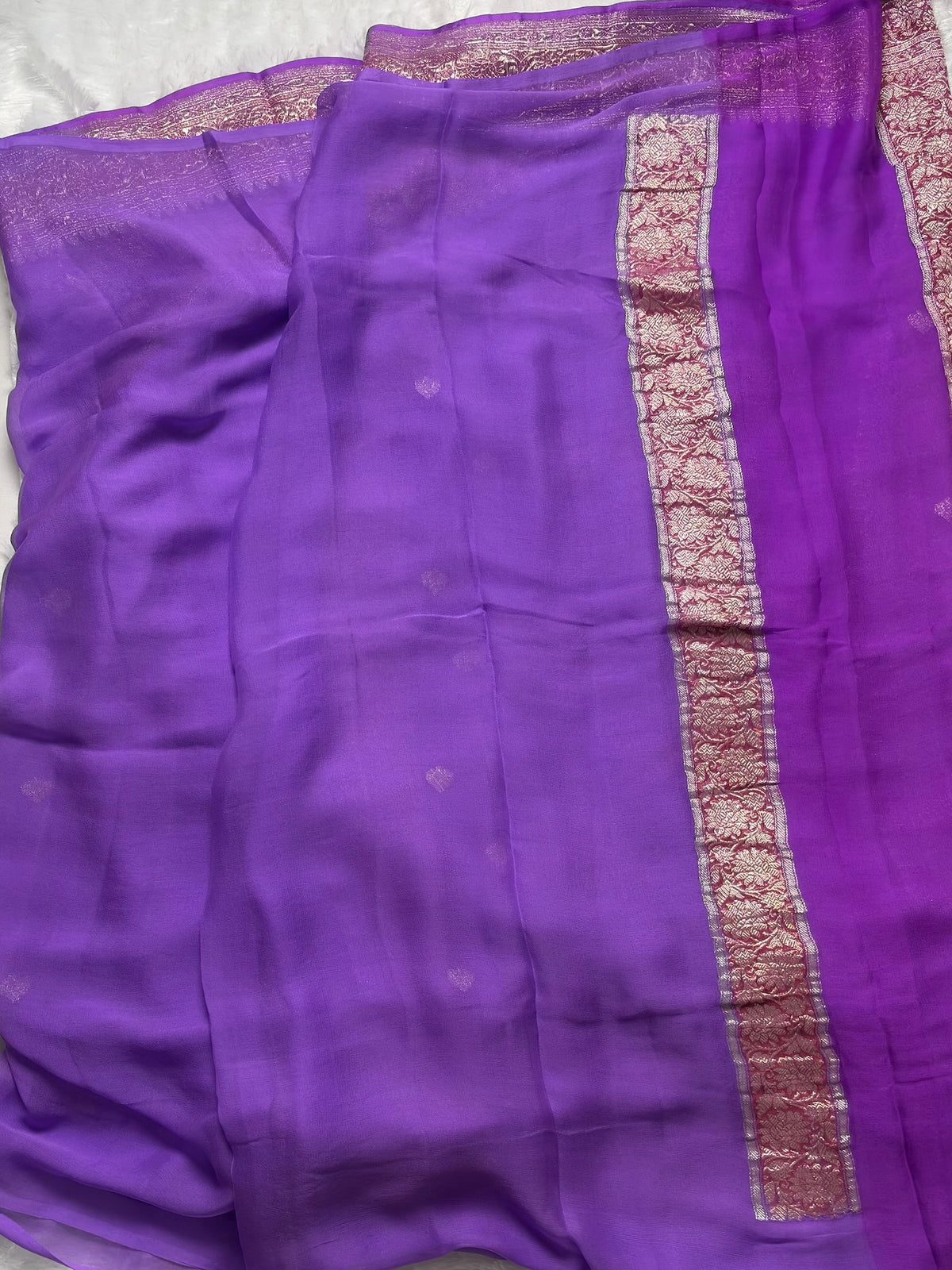 Purple with Maroon banarasi pure khadi chiffon