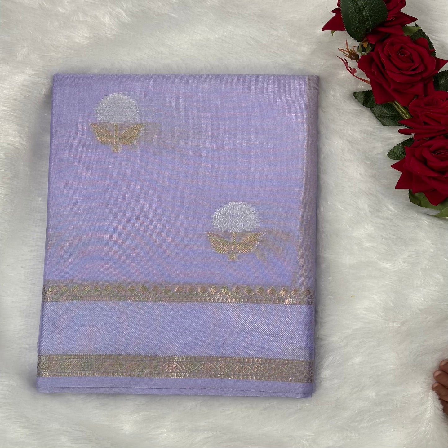 Lavender Semi Raw Mango Silk Saree