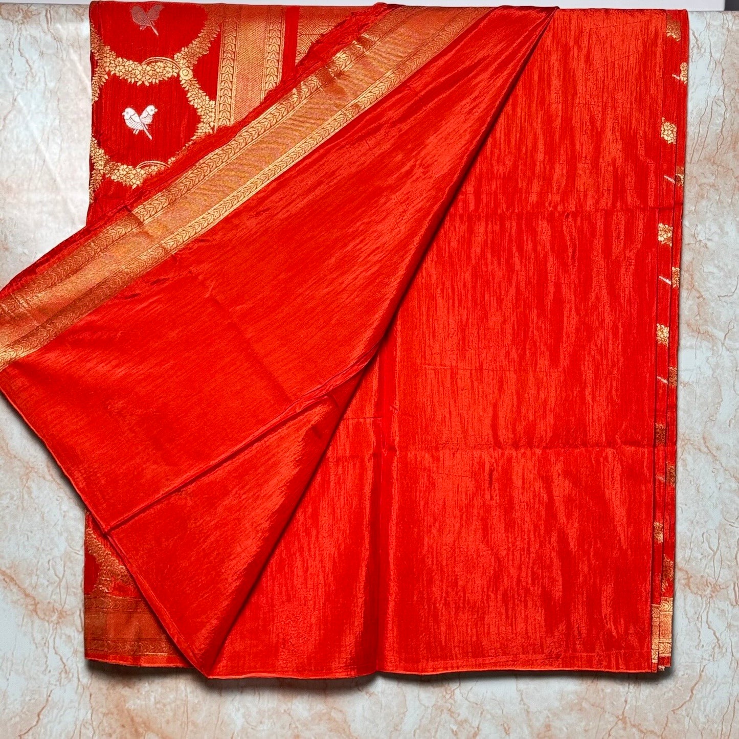 Rust Orange Banarasi Mashur Silk Saree