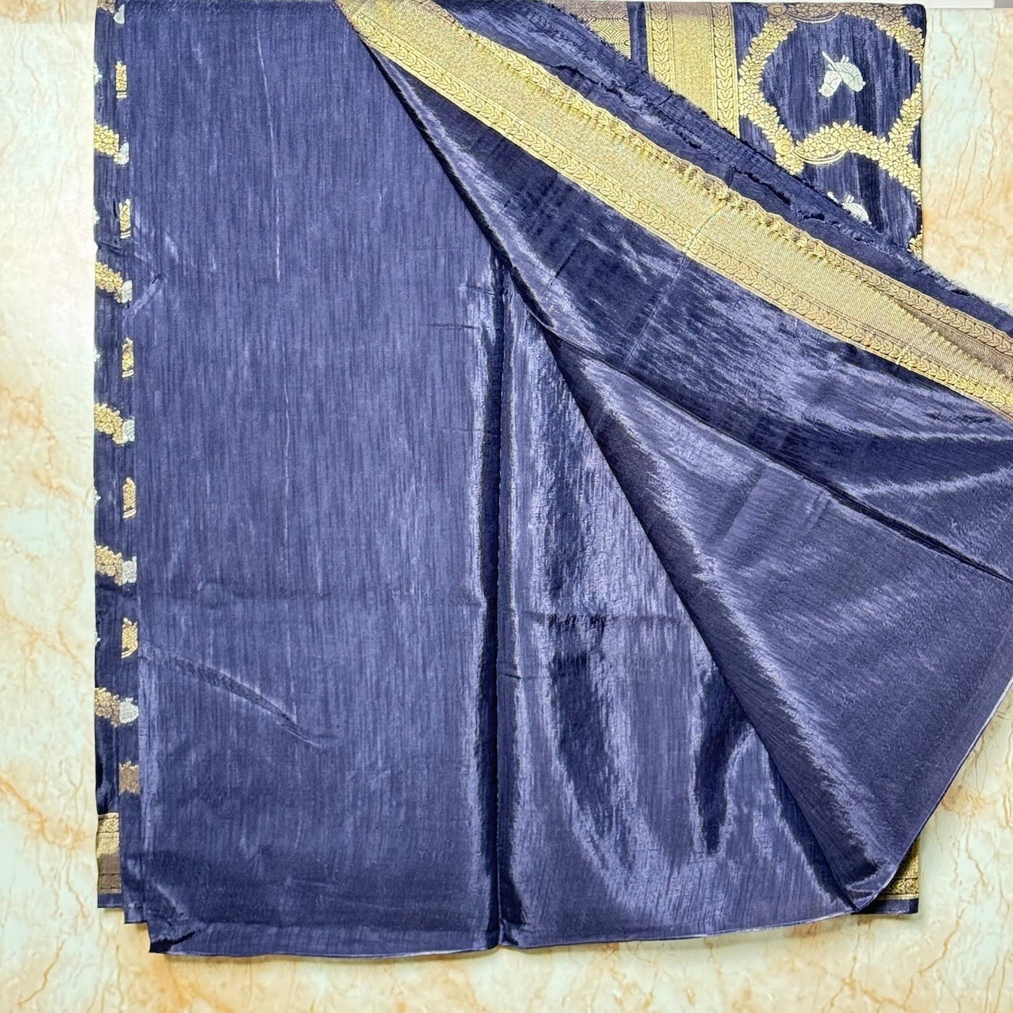 Navy Blue Banarasi Mashur Silk Saree