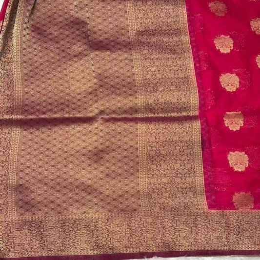 Pink n Wine big butta soft chiffon saree