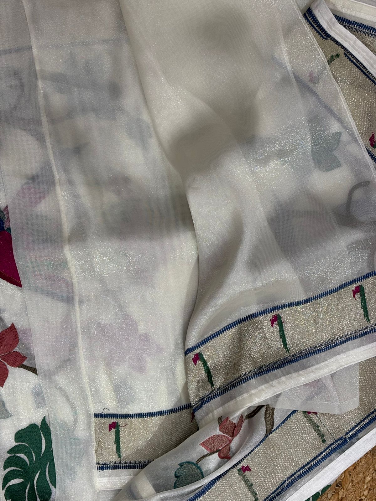 White Tissue paithani Saree