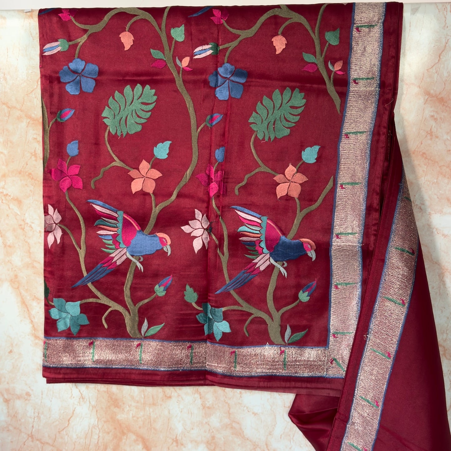 Brown Tissue paithani Saree