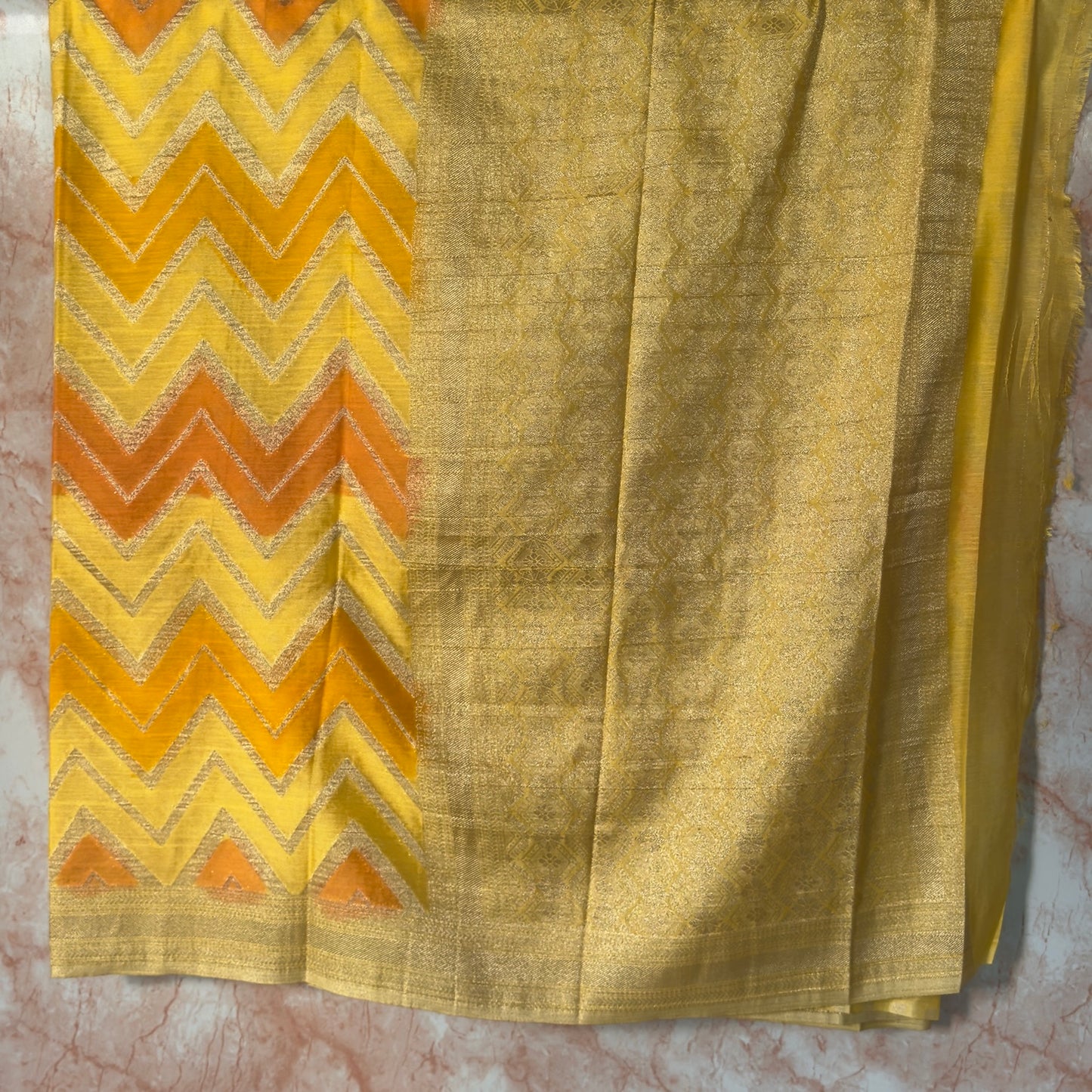 Yellow and Cream Khaddi Georgette Rangkat