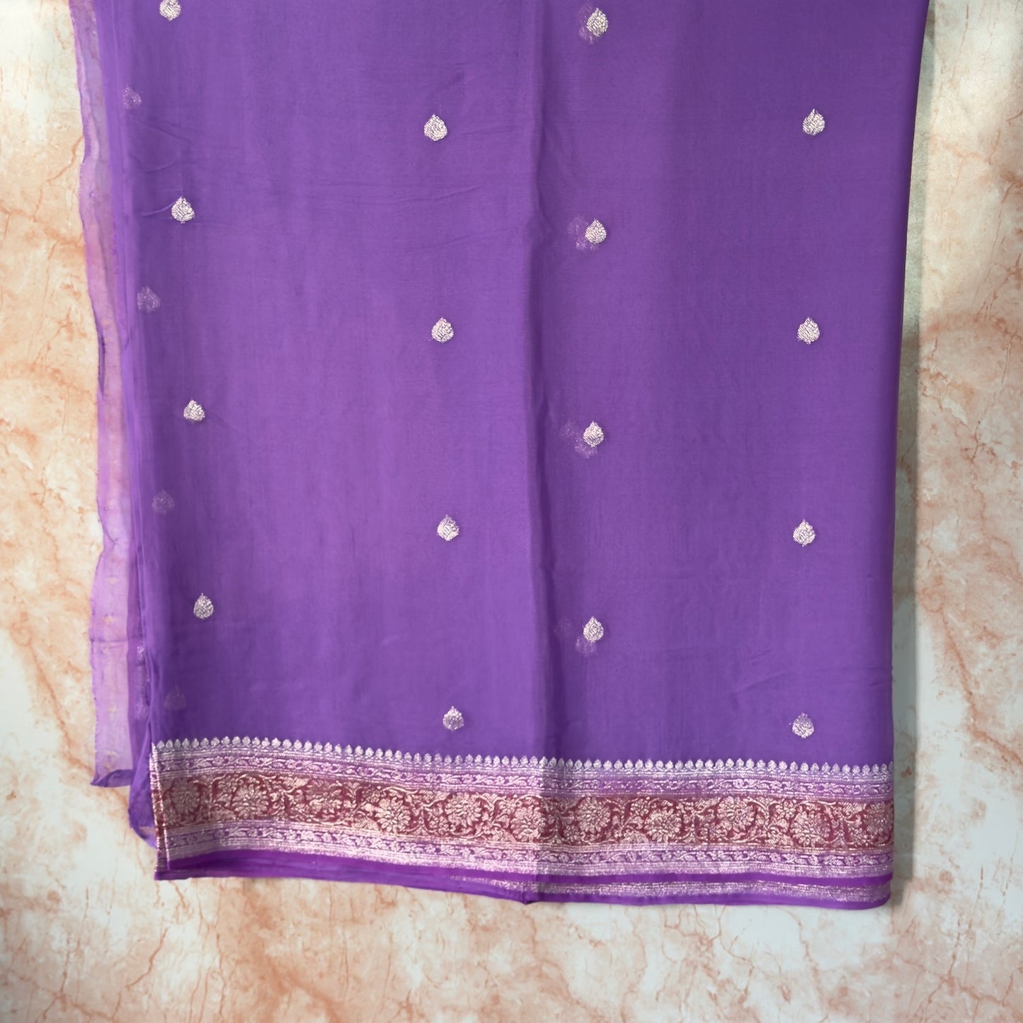 Purple with Maroon Banarasi pure chiffon saree