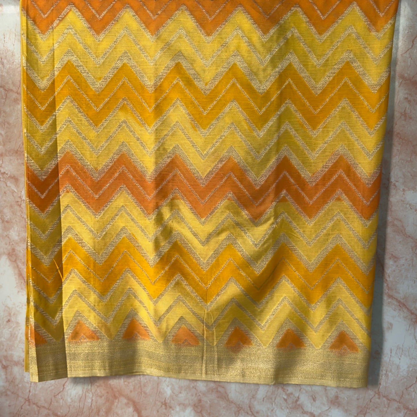 Yellow and Cream Khaddi Georgette Rangkat