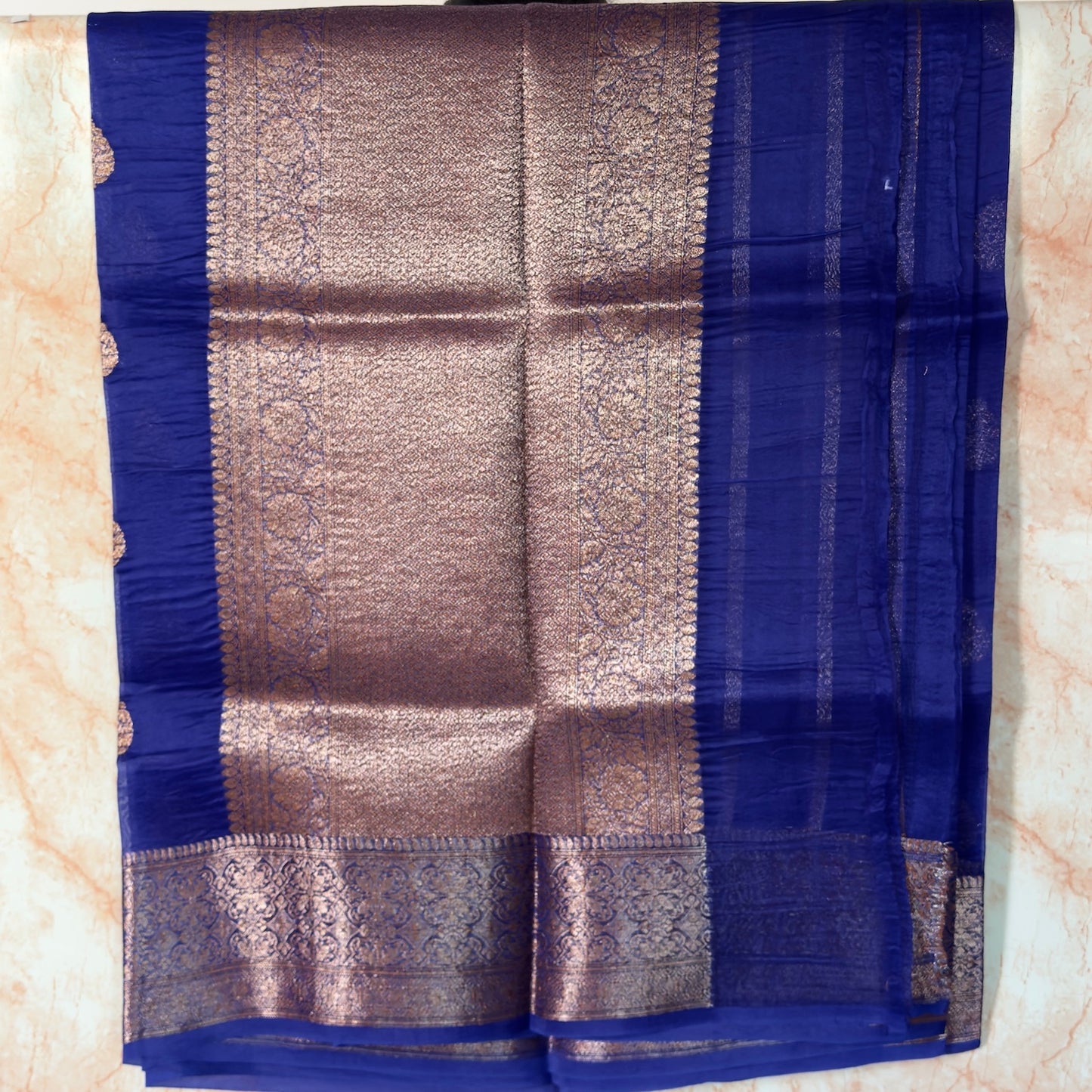 Blue pure kora organza silk saree