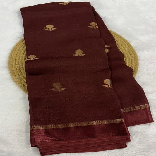 Coffee Brown Jute Linen Saree