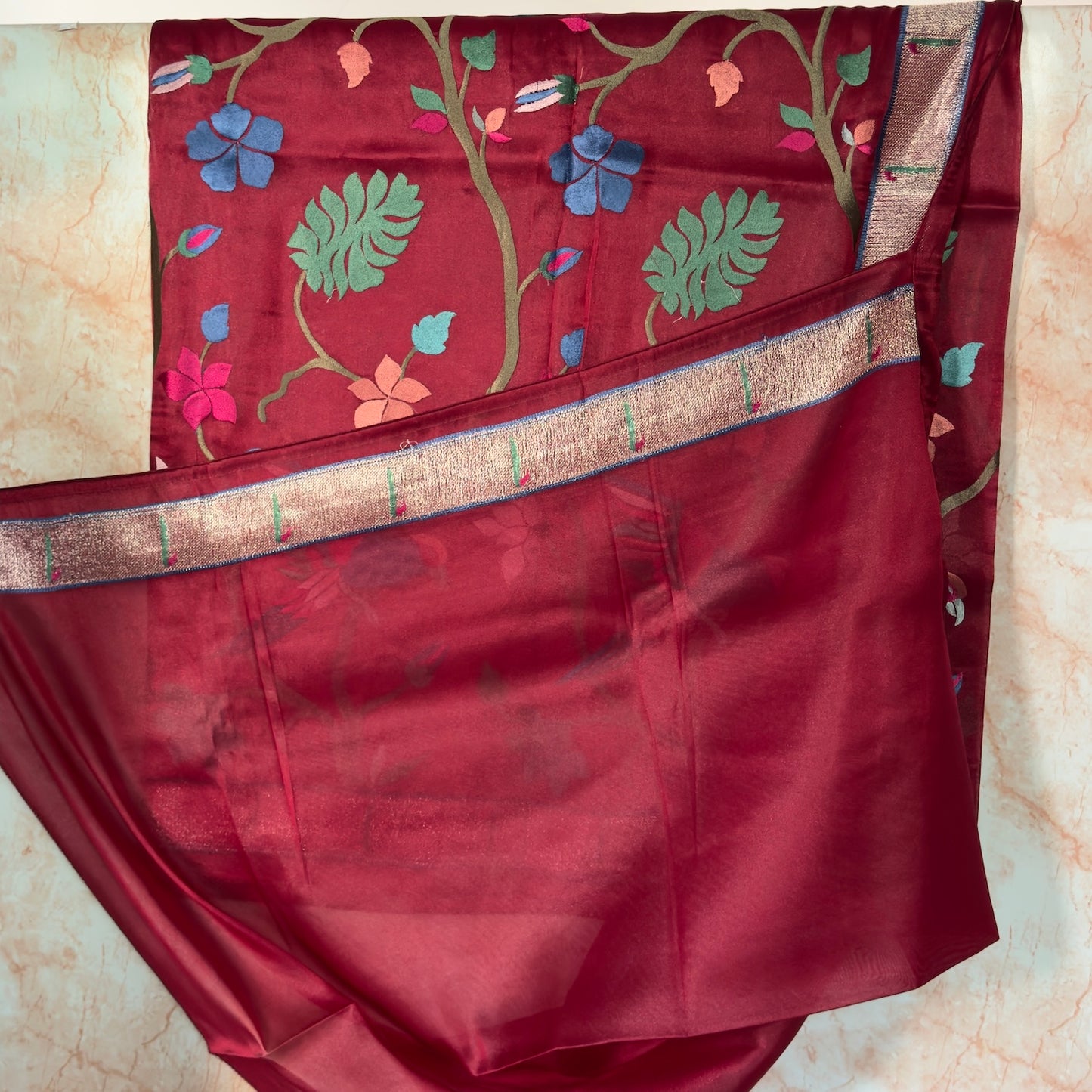 Brown Tissue paithani Saree