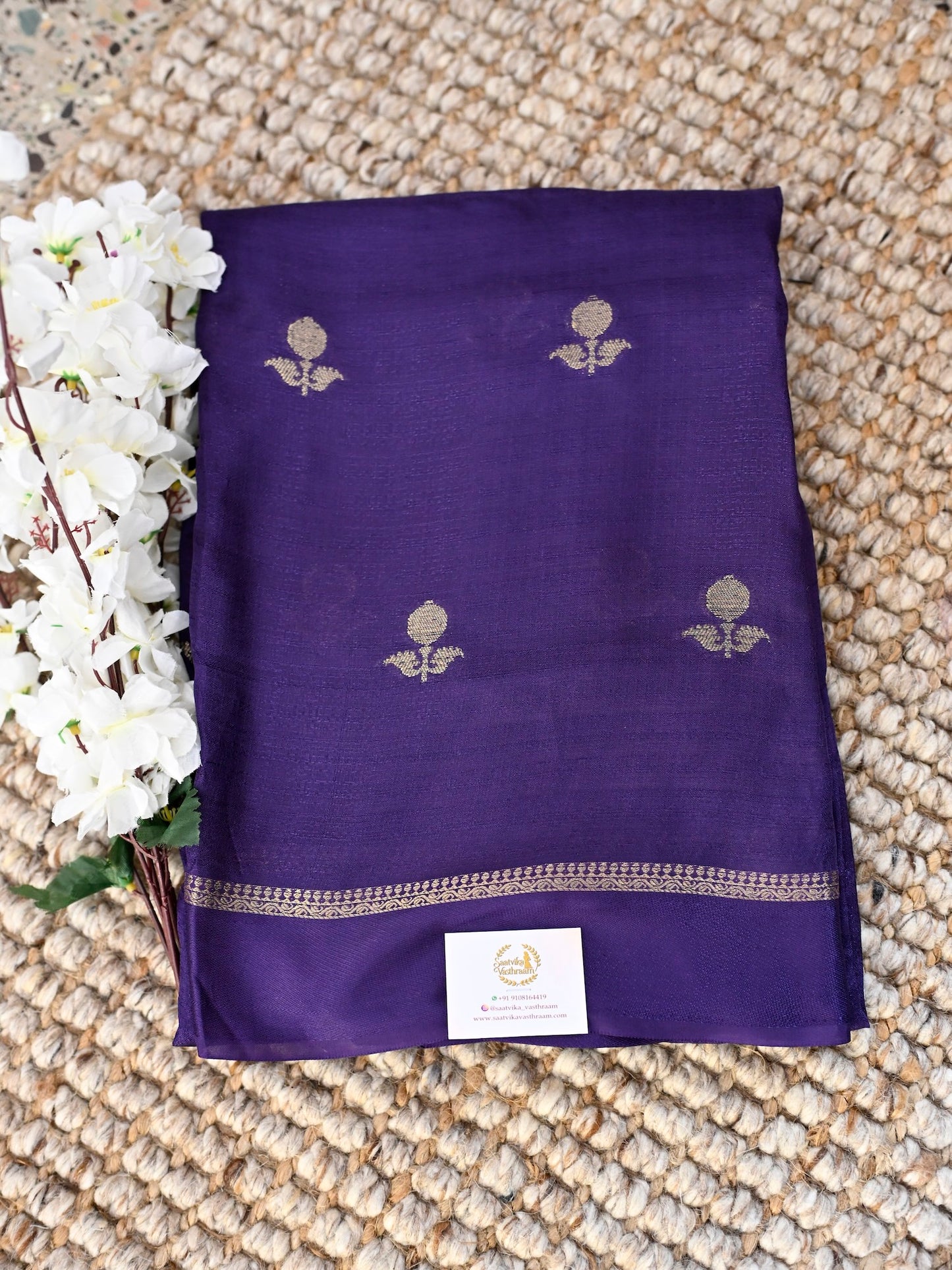 Purple Jute Linen Saree