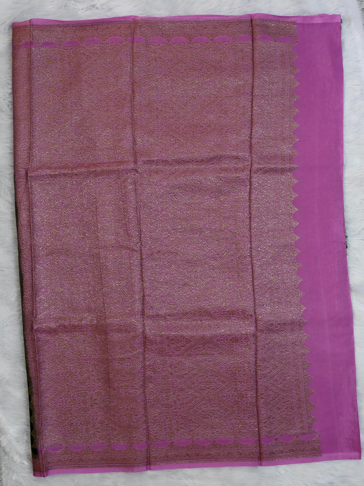 Green n Pink banarasi Chiffon Saree