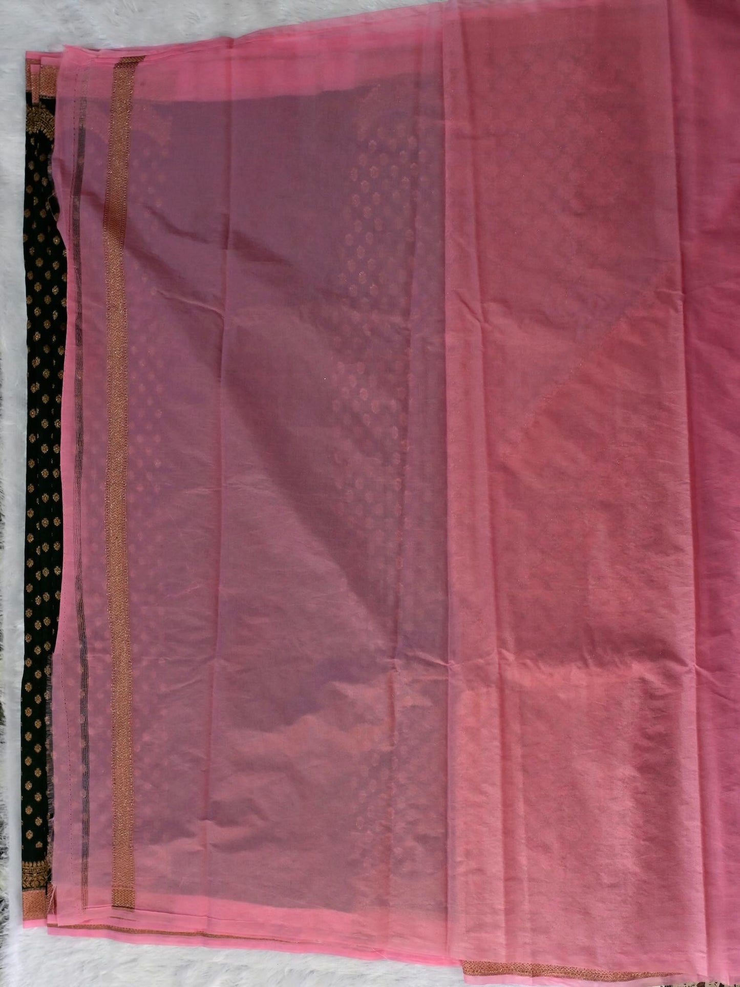 Green with Pink Semi Chiffon Georgette Saree