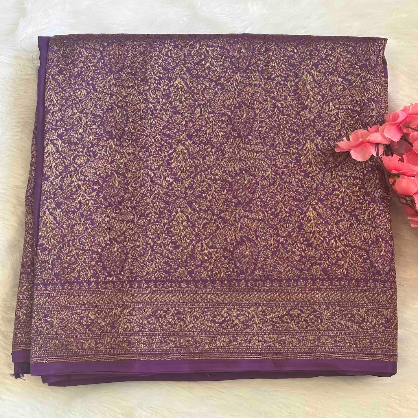 Purple Brocade Banarasi Chiffon silk saree