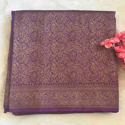 Purple Brocade Banarasi Chiffon silk saree