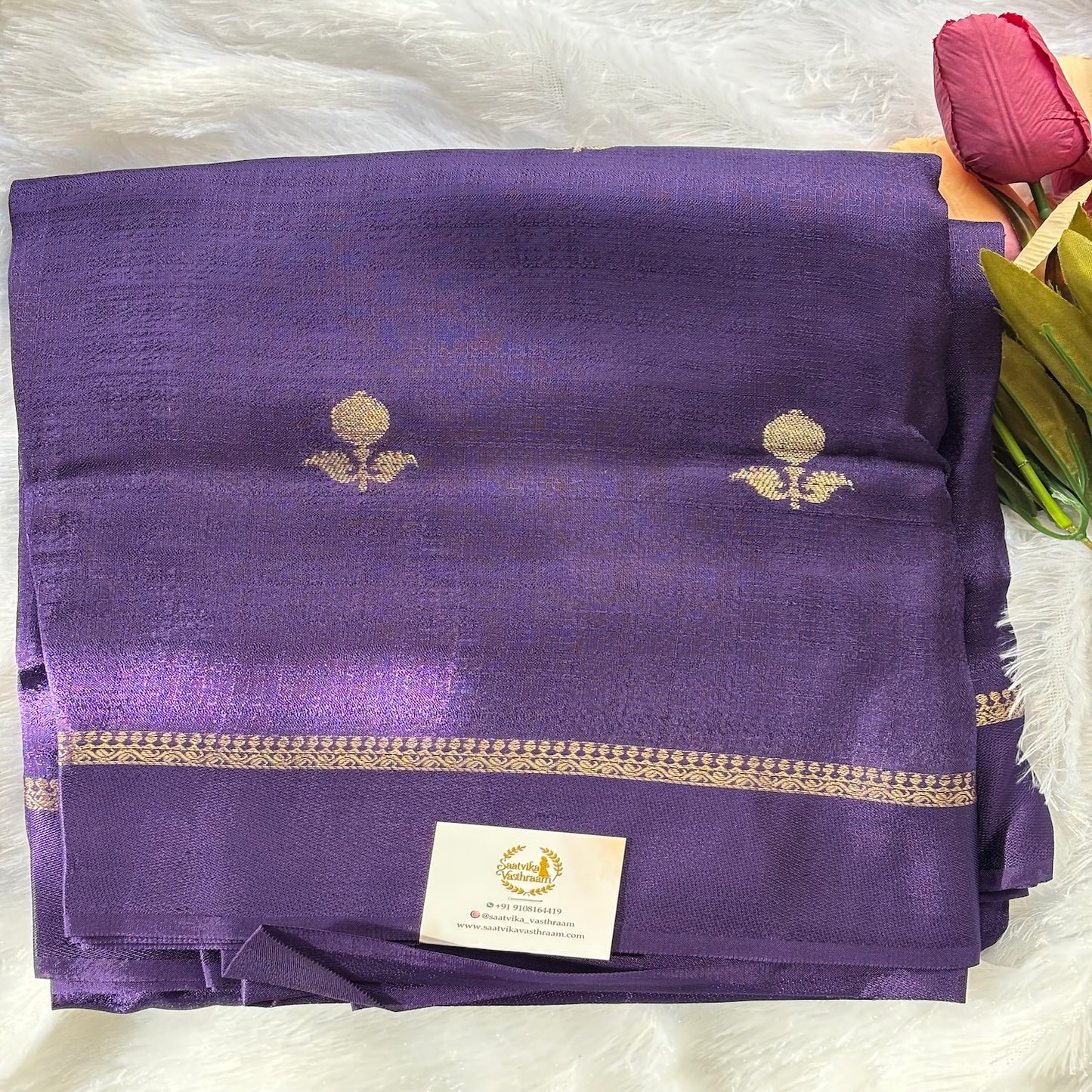 Purple Jute Linen Saree