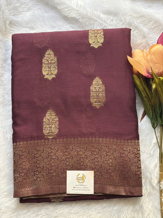 Brown big butta designer soft crepe silk