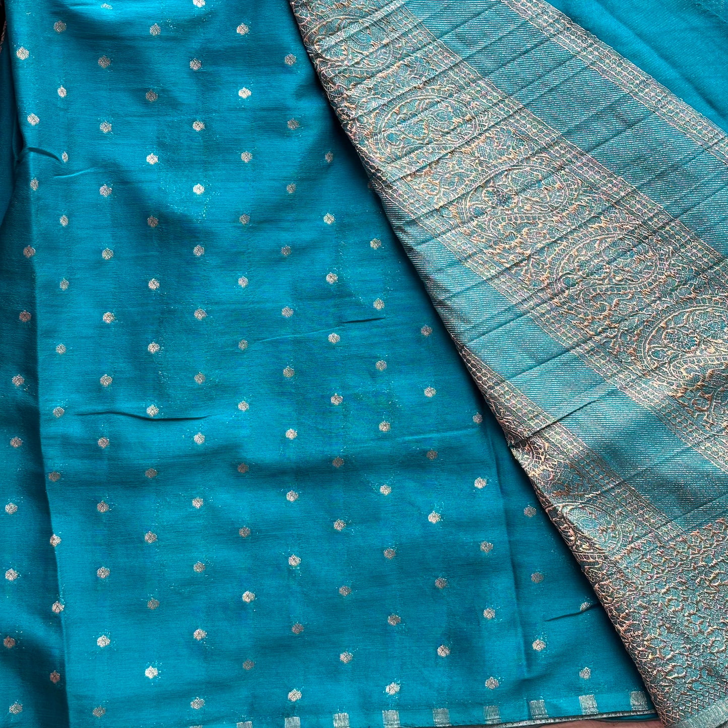 Sky Blue big butta designer soft crepe silk
