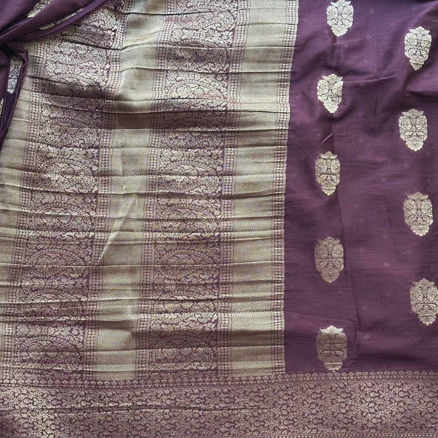 Brown big butta designer soft crepe silk