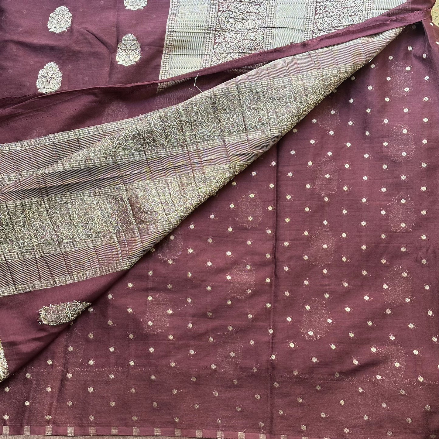 Brown big butta designer soft crepe silk