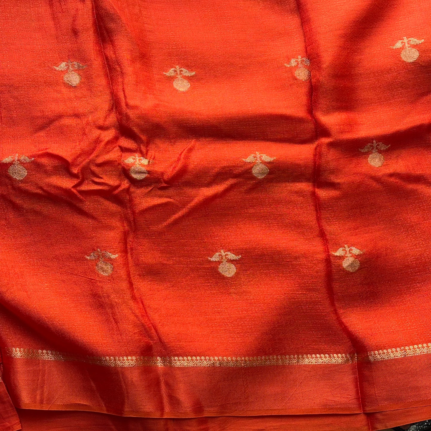 Rust Orange Jute Linen Saree