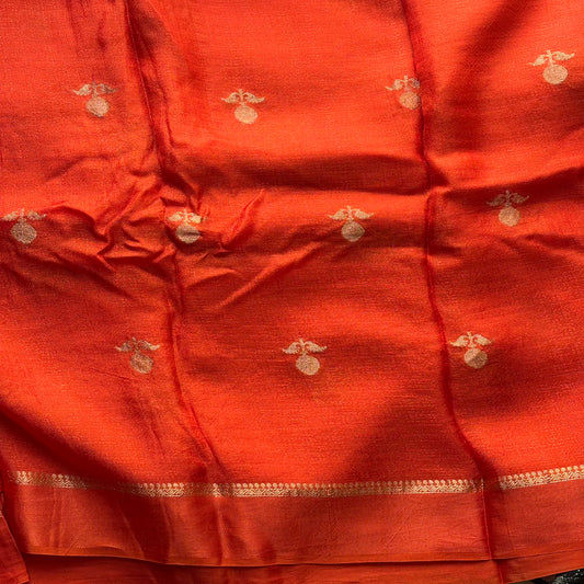 Rust Orange Jute Linen Saree