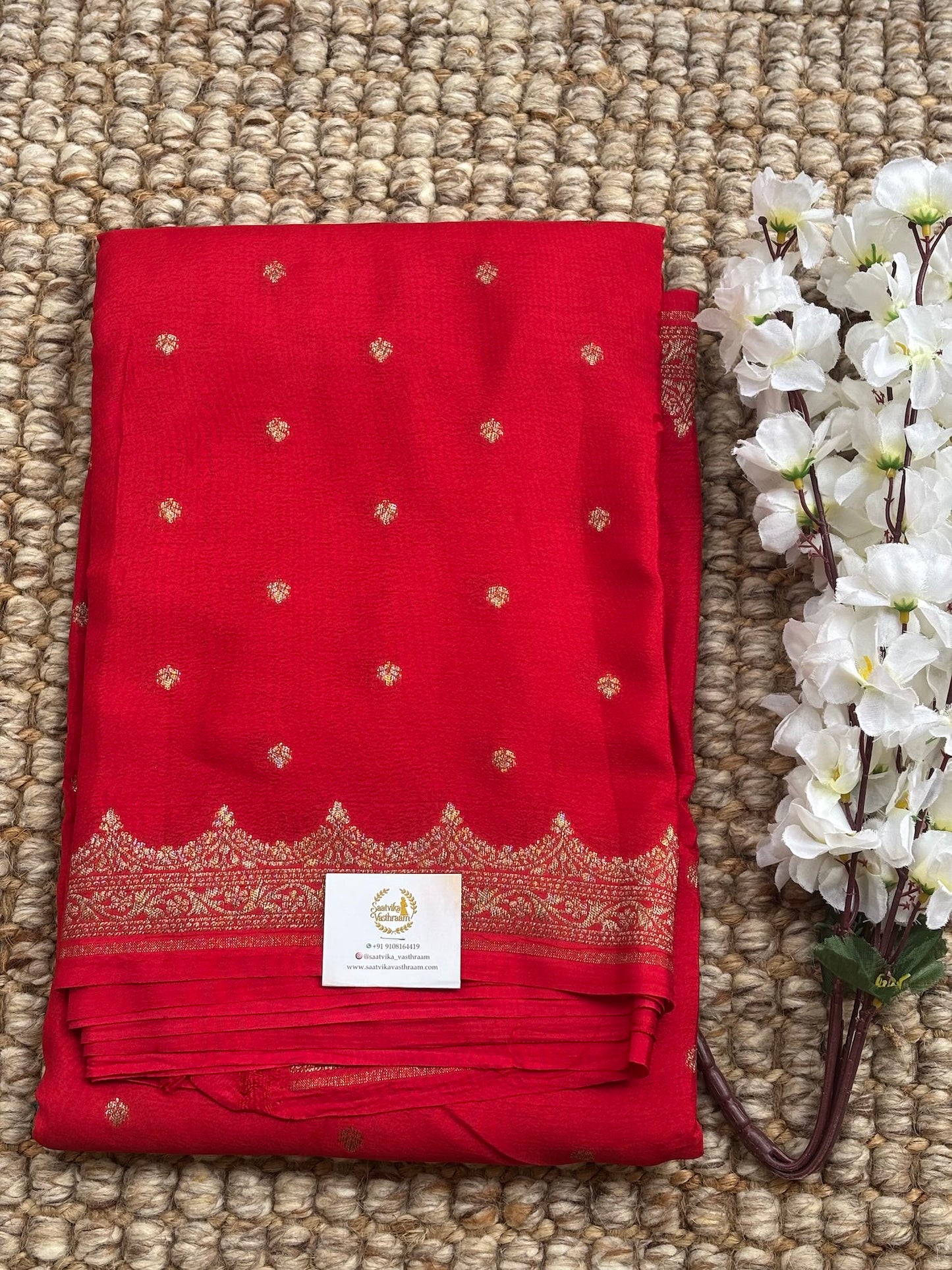 Red banarasi Chiffon Saree