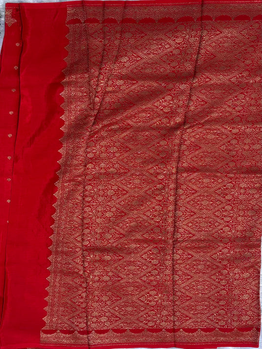 Red banarasi Chiffon Saree