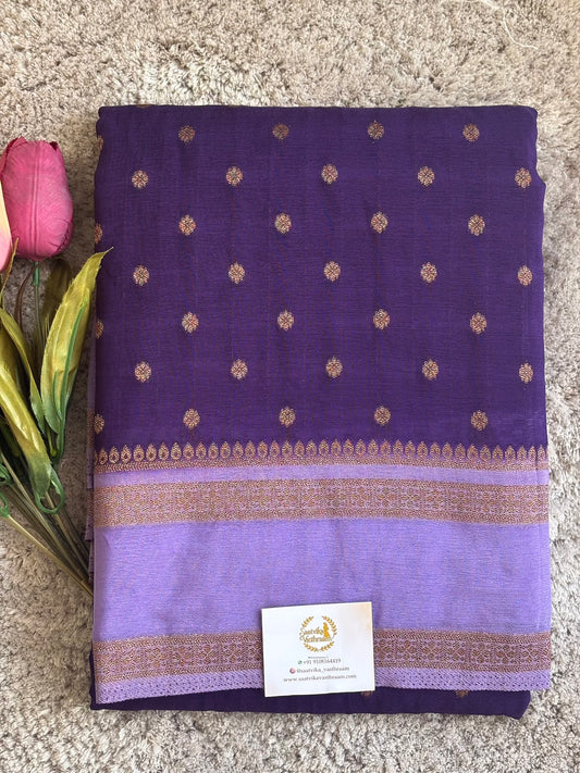 Dark Purple with Lavender Semi Georgette Saree