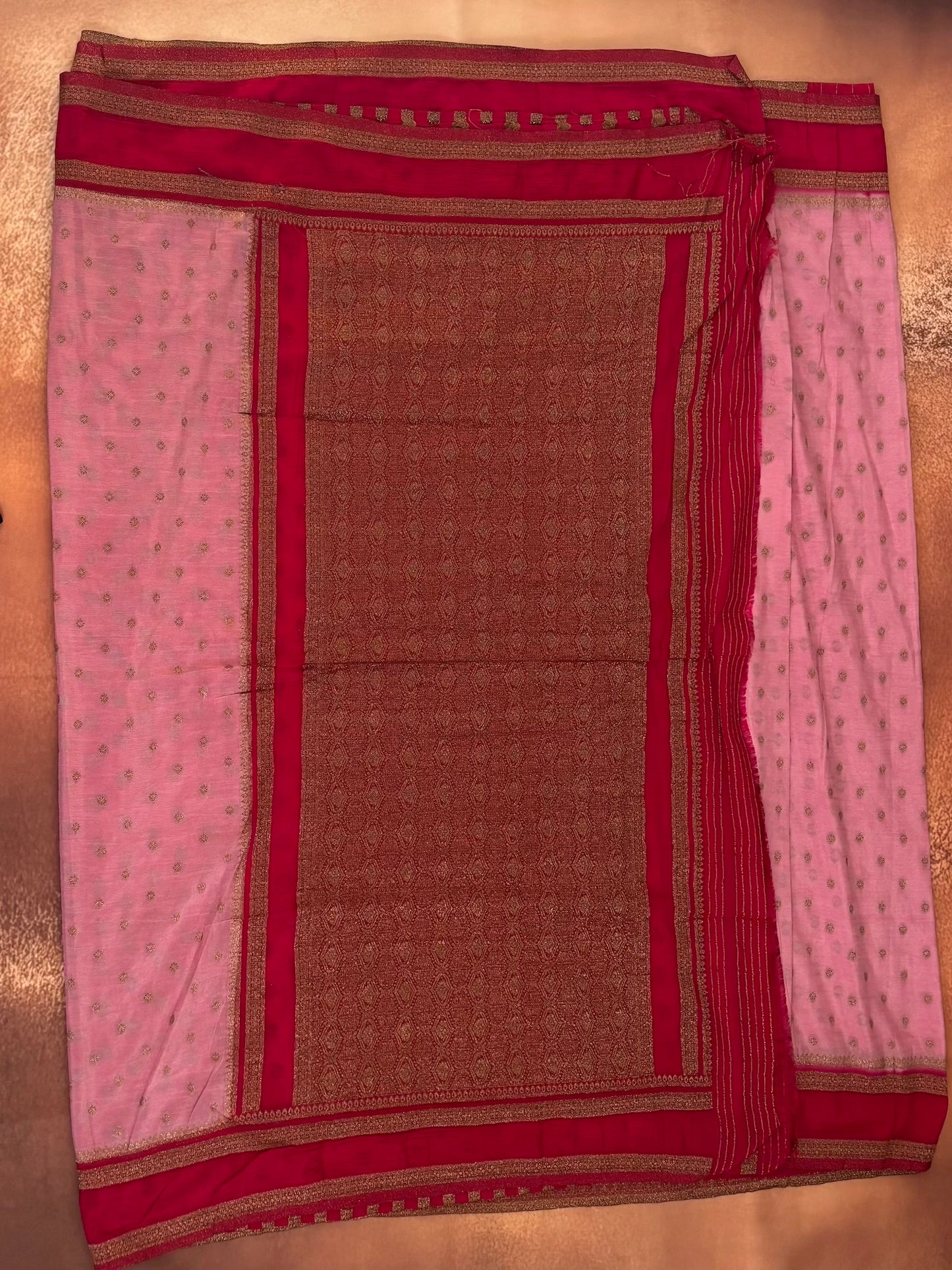 Light Pink with Dark Pink Semi Georgette Saree