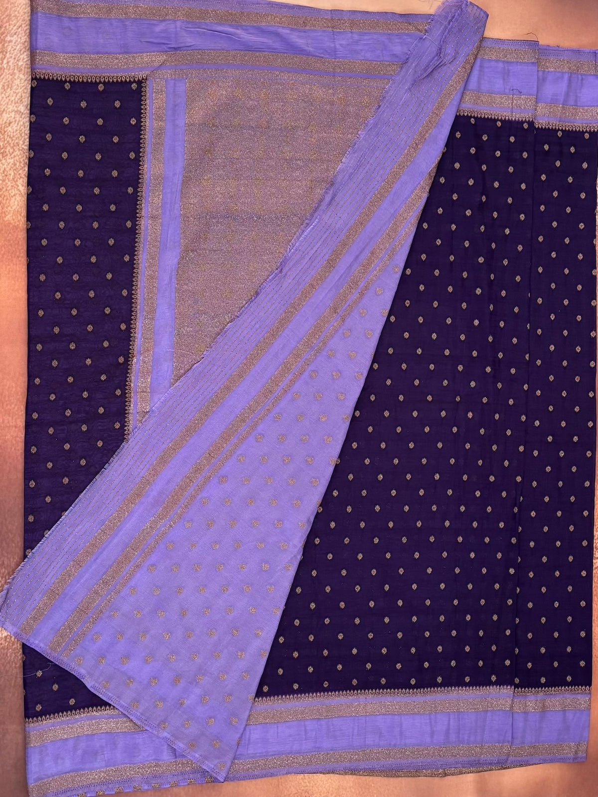 Dark Purple with Lavender Semi Georgette Saree