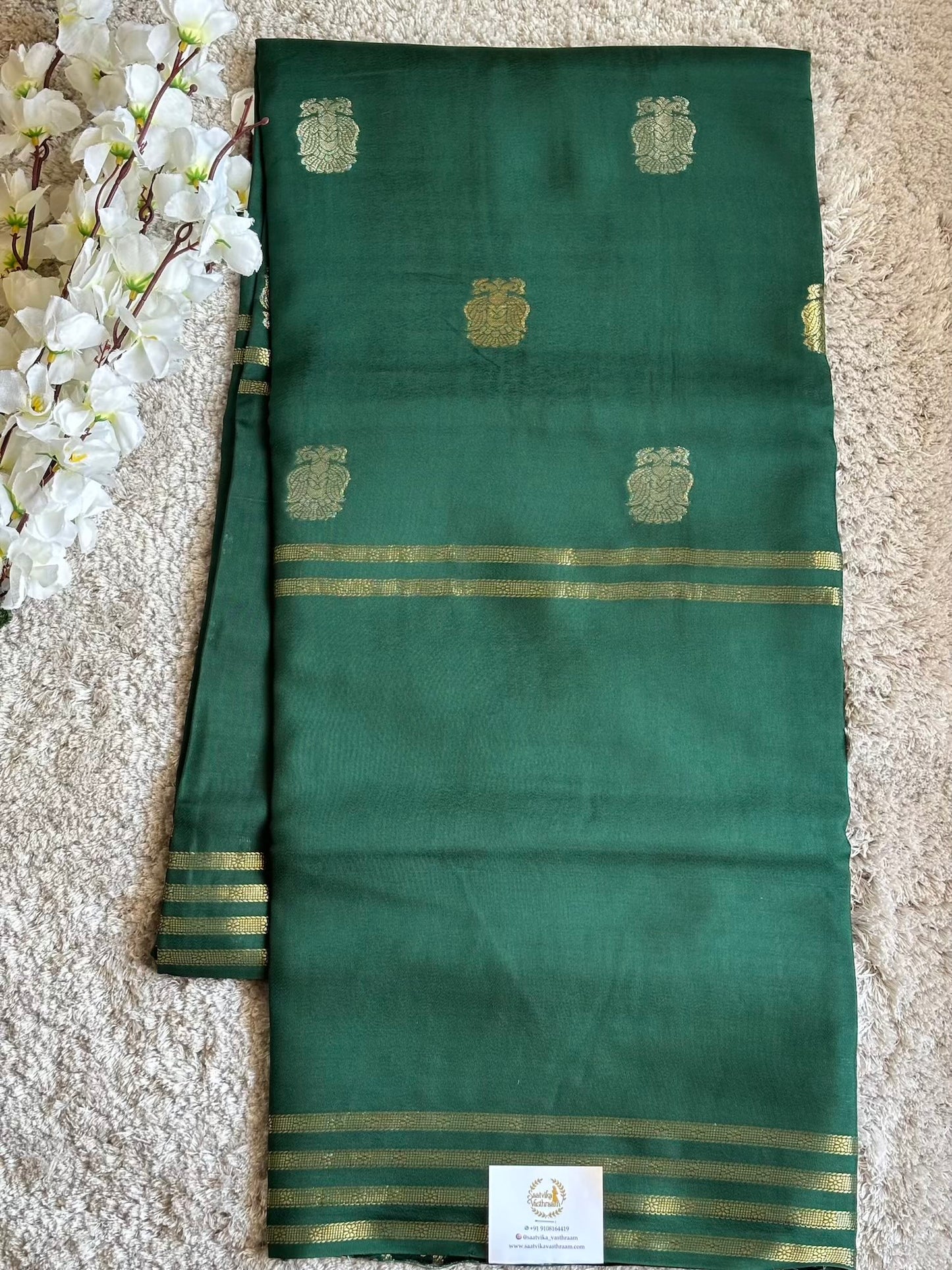 Green Semi crape Silk saree