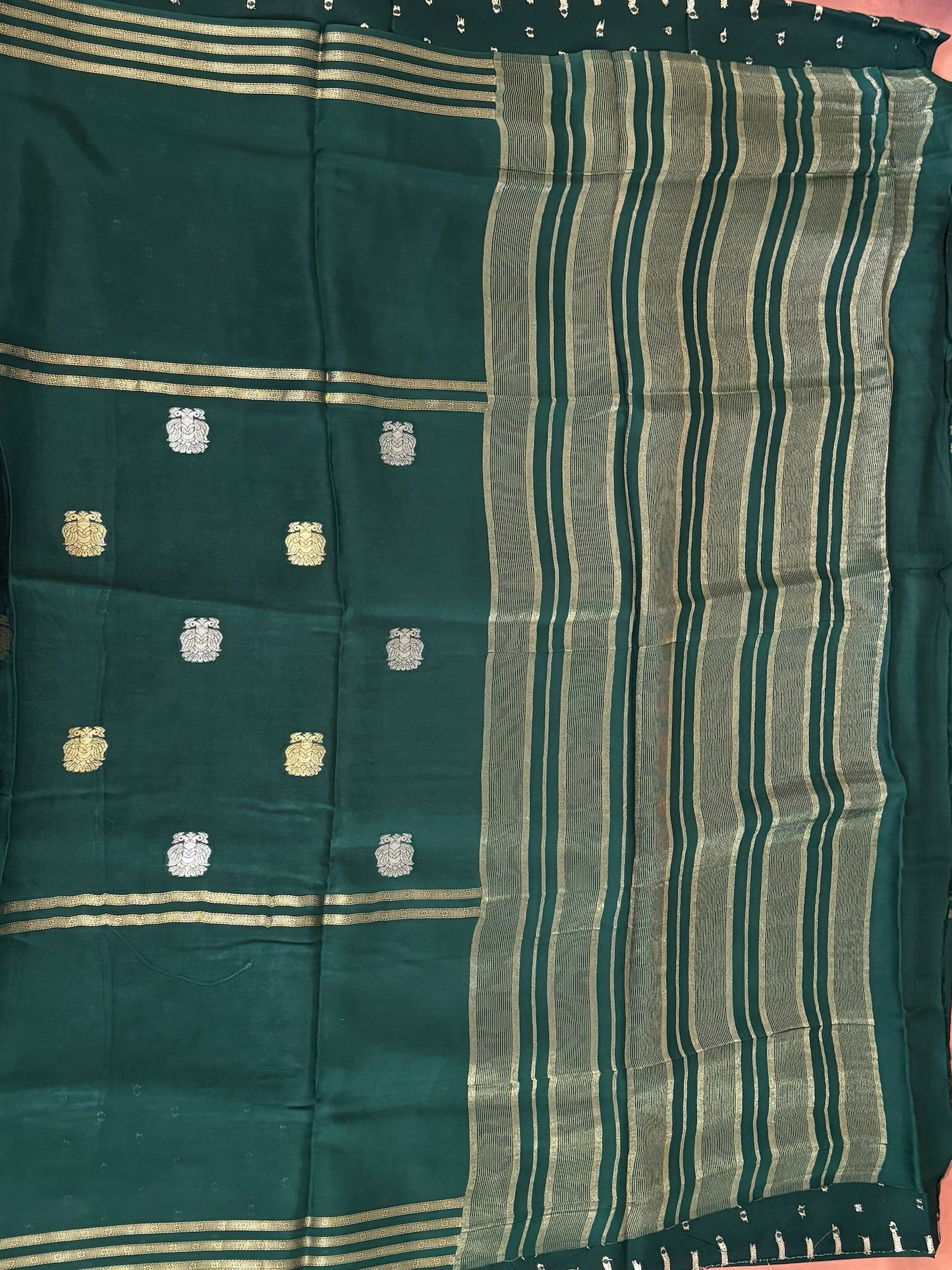 Green Semi crape Silk saree