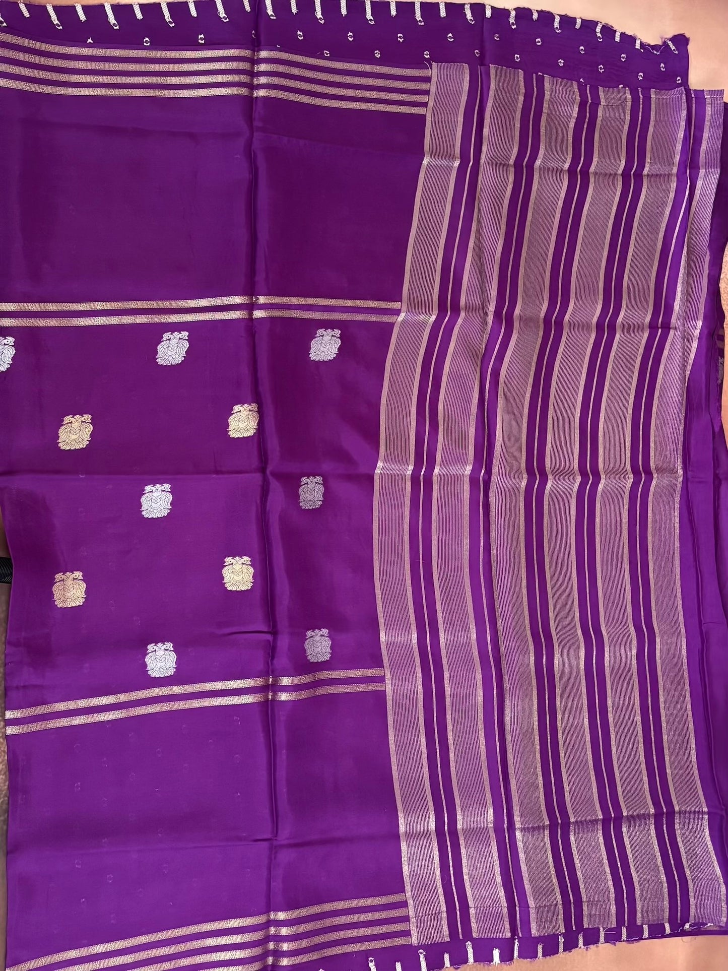 Purple Semi crape Silk saree