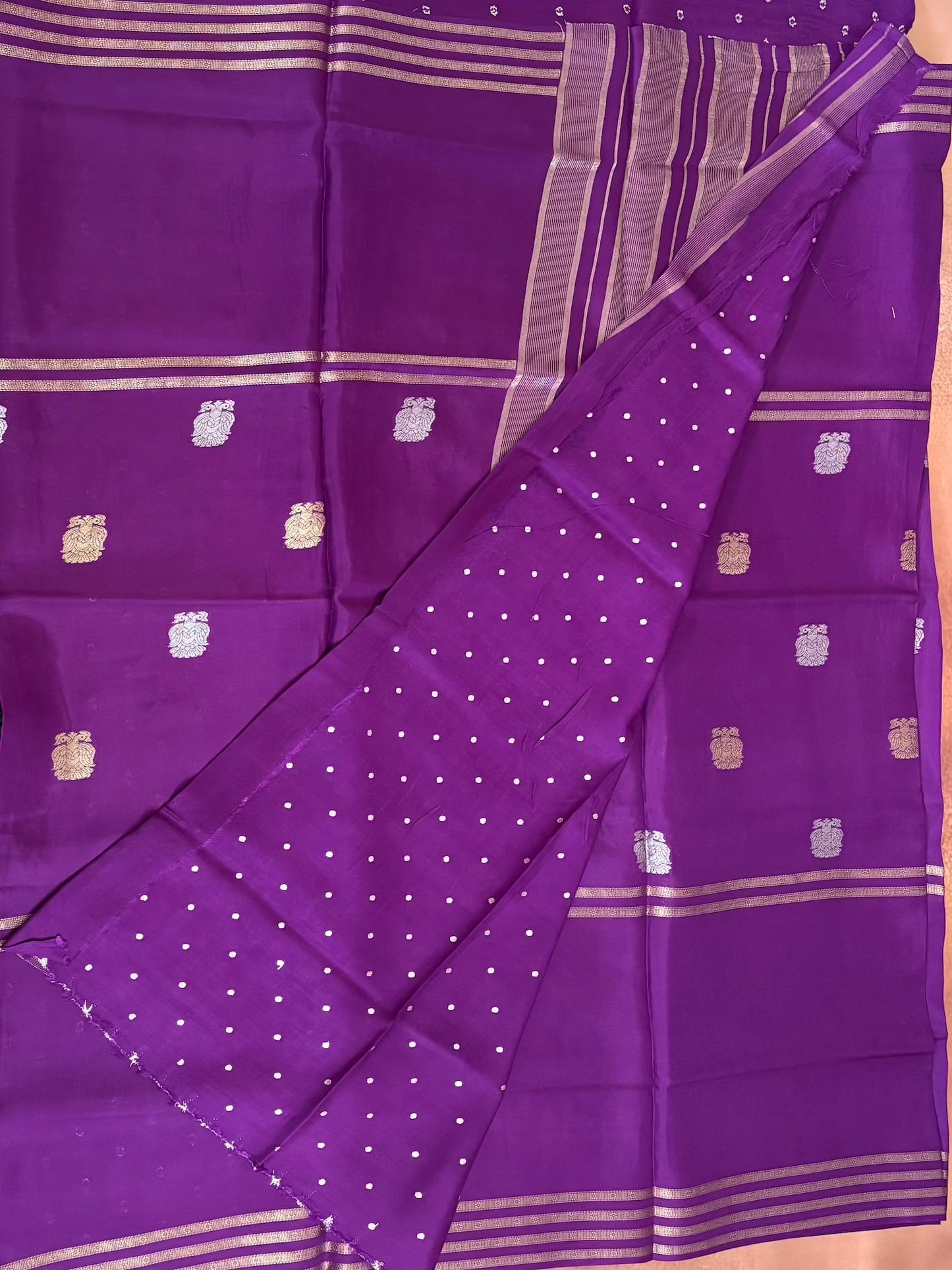 Purple Semi crape Silk saree