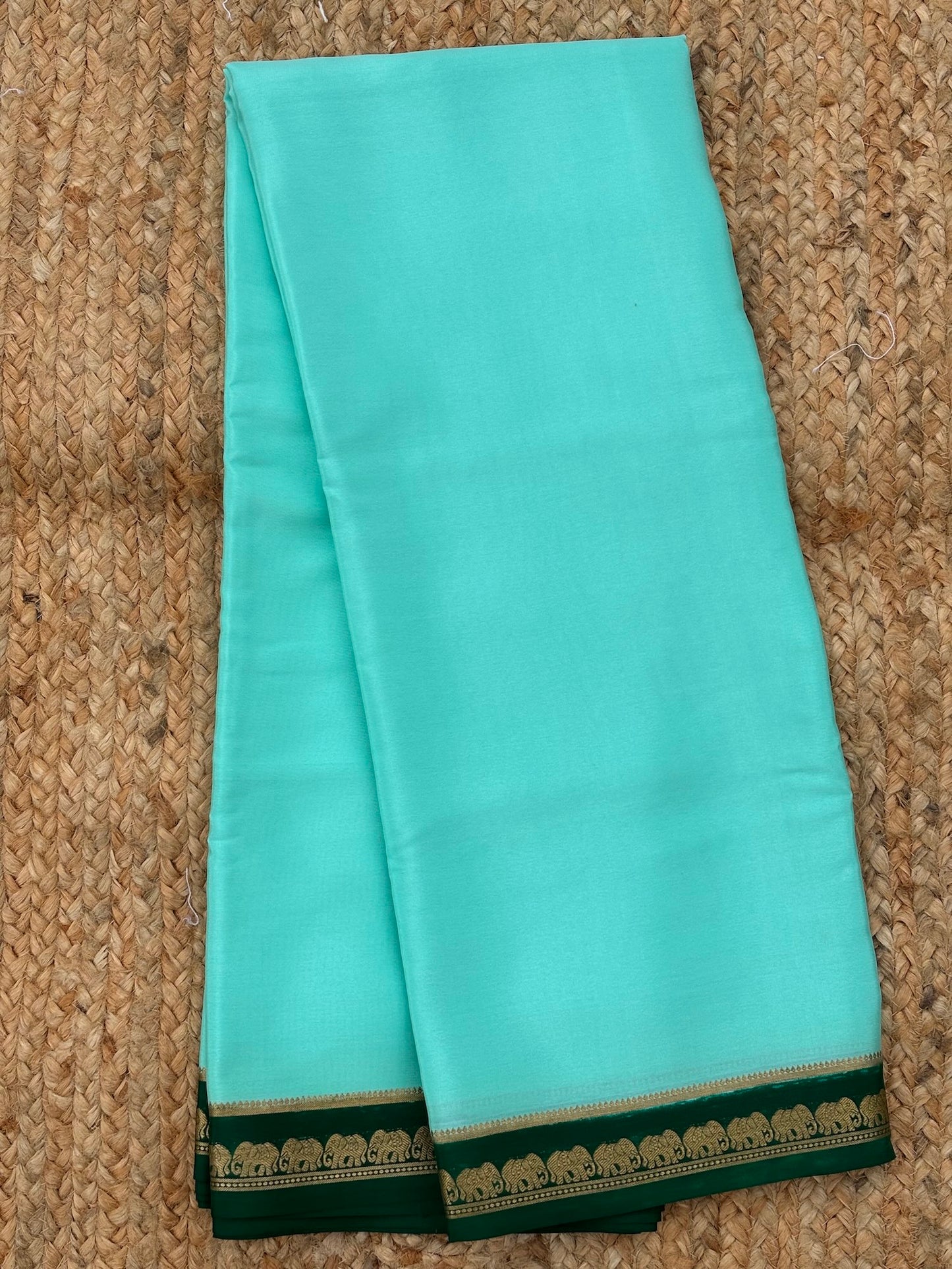 Sea Green n Dark Green Mysore Crepe Silk