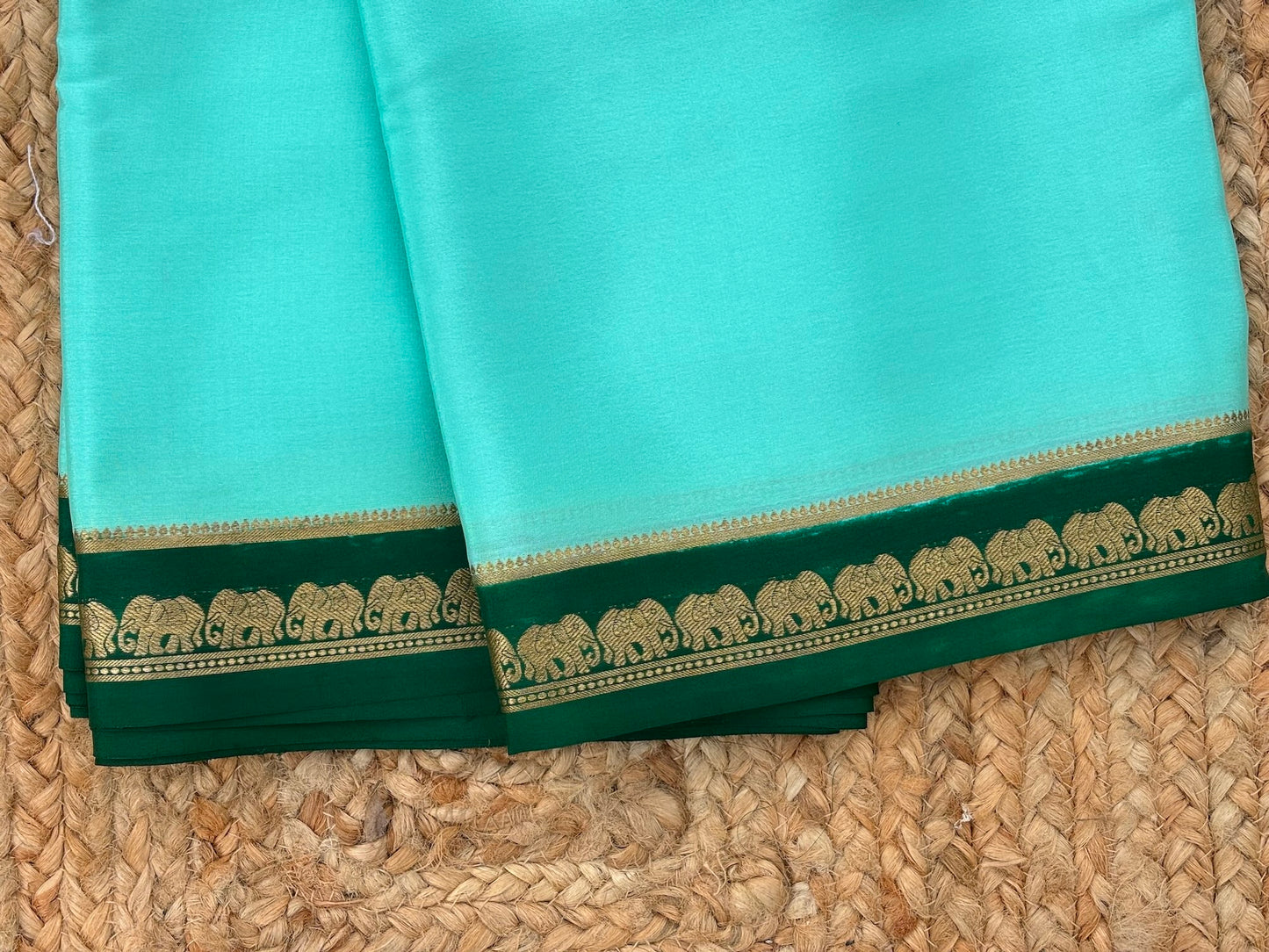 Sea Green n Dark Green Mysore Crepe Silk