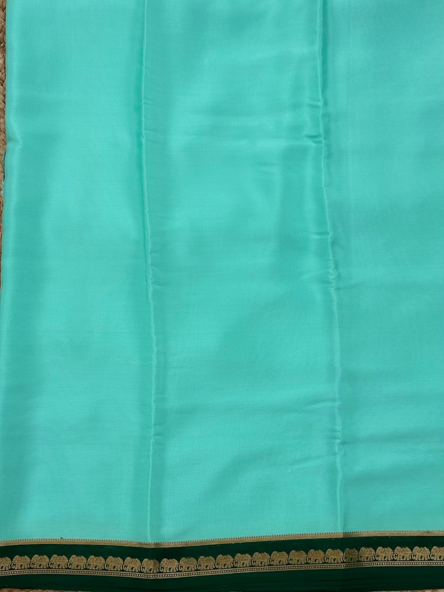 Sea Green n Dark Green Mysore Crepe Silk