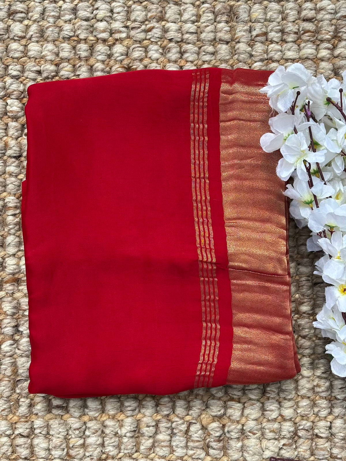 Red pure modal silk saree