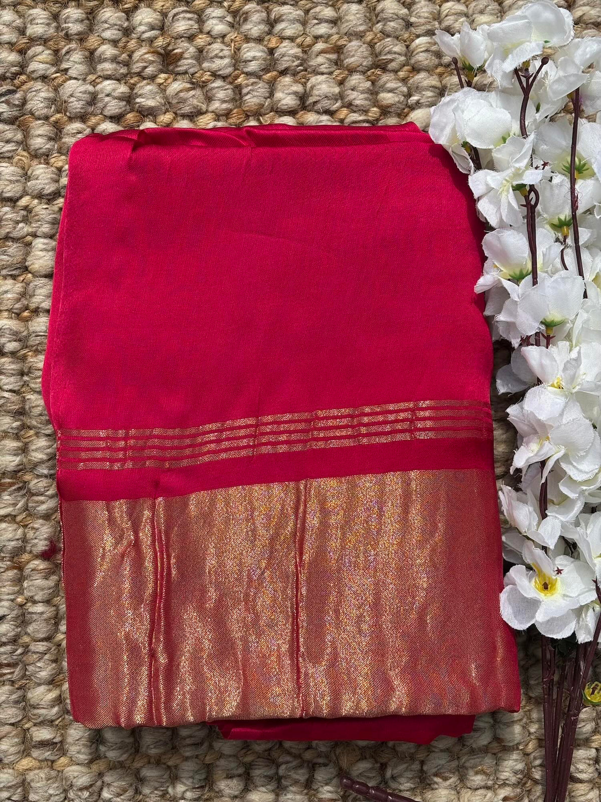 Pink pure modal silk saree